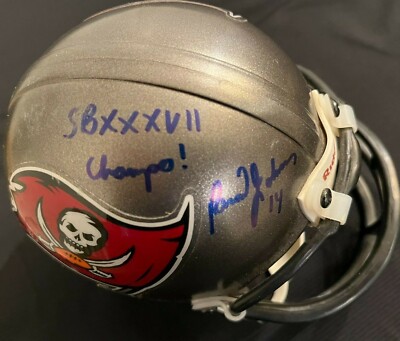 brad johnson autographed football helmet BRAD JOHNSON AUTOGRAPHED BUCCANEERS MINI HELMET W/COA SB XXXVII CHAMPS