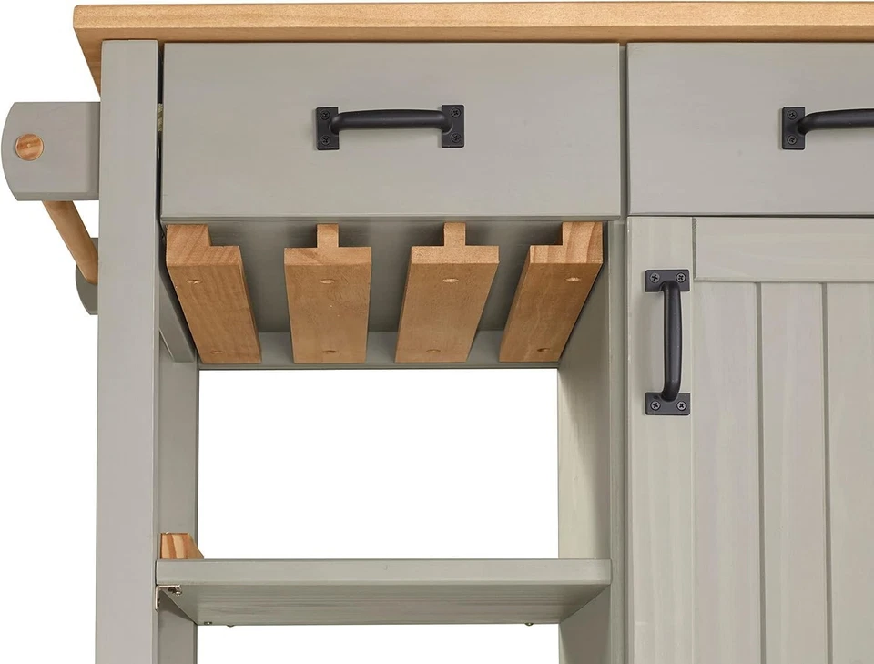 松木厨房储物柜岛式推车 — 第 3/4 张图片