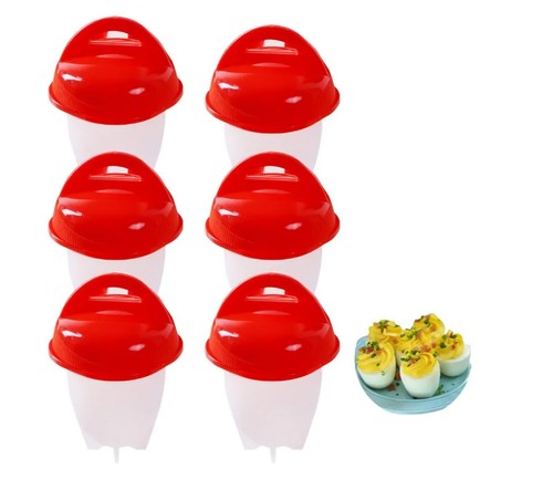 6Pcs Silicone Egg Cooker Hard Boiled Non Stick Without the Shell as seen on TV