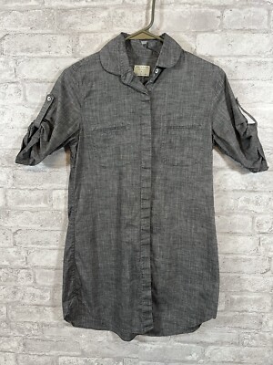 Rag & Bone Women s Gray Long Button Up Short Sleeve Top Size 2