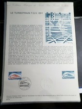 FRANCE 1974 DOCUMENT OFFICIEL 1° jour FDC, TURBO TRAIN TGV 1802, VF