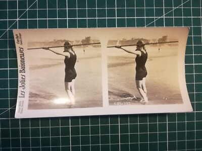 QQ027 Stereoscopic Photo Pretty Swimmers Circa 1930 Women Swimsuit