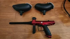 Tippmann Gryphon Paintball Gun With Barrel And 2 Hoppers- Red