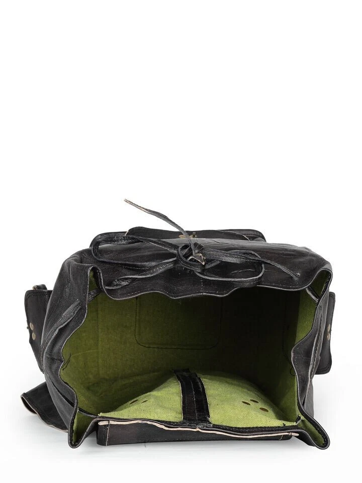 Grand sac à dos vintage pour homme en cuir noir véritable 18" sac à dos de vo... - Photo 3/4