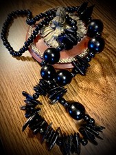 BOLD - Chunky Long, Black Necklace and Earring Set