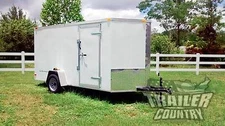 NEW 2025 6 x 12 V-Nosed Enclosed Cargo Motorcycle Trailer w/Ramp & Side Doors