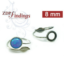 ZDP Findings-2 pcs - Round 8mm Sterling Silver 925 Ring Bezel Setting 10014SH