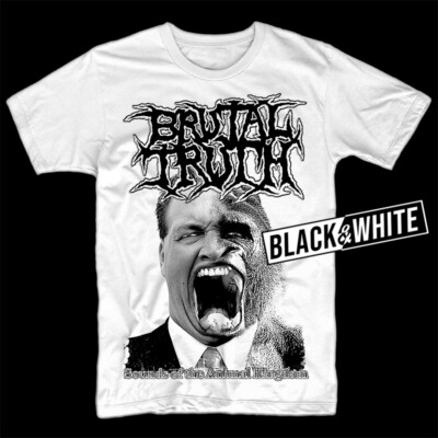 Brutal Truth Sounds of the Animal Kingdom album Tshirt BLACK WHITE