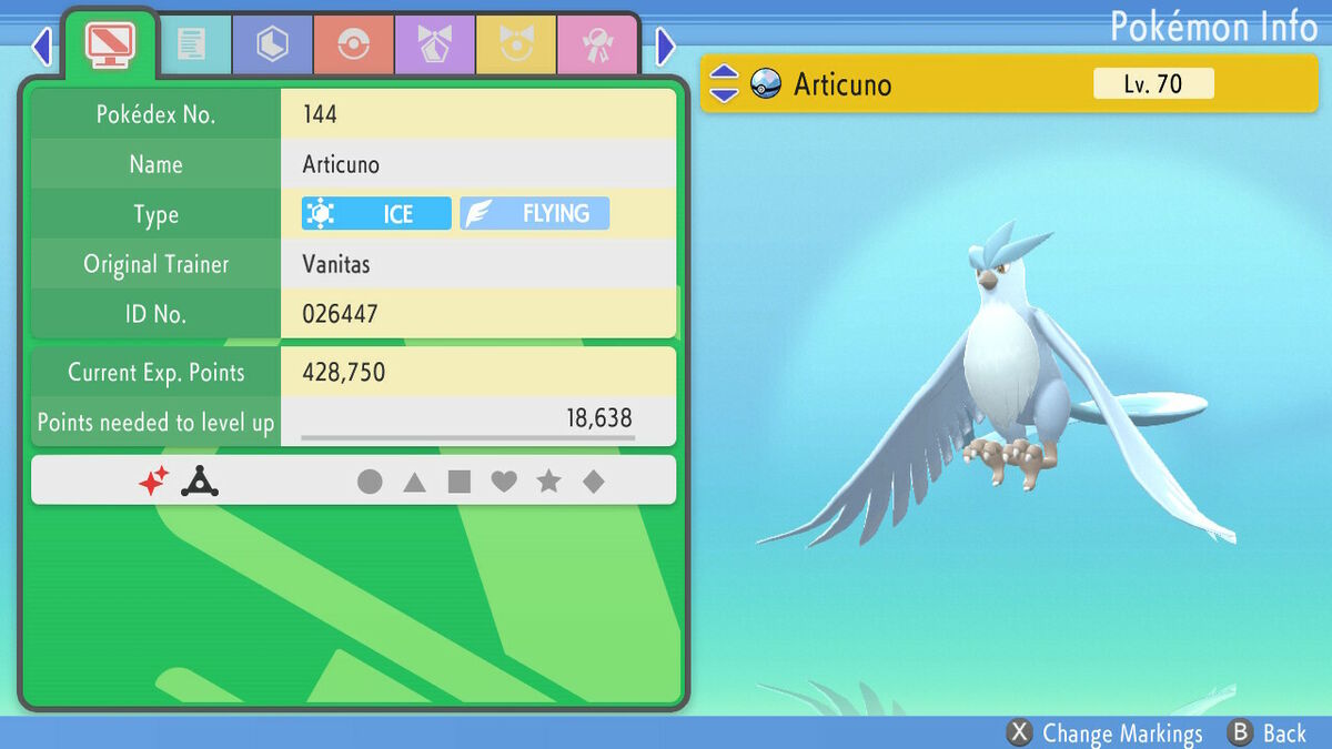 Shiny/non-shiny Articuno 6IV Brilliant Diamond/shining Pearl