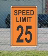 Orange Speed Limit 25 Metal Sign for Street Road Highway Parking Lot 12"x18" mph