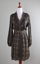 ANN TAYLOR LOFT NWT $89 Metallic Printed Ruffle Lined Dress Size 4 Petite