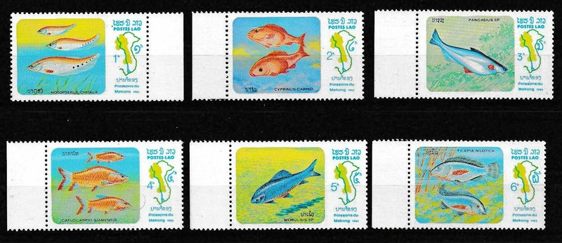 Laos 1983 Mekong River Fish Set of 6 SC# 481-486 MNH Mint/Never Hinged