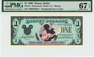 1990 $1 Disney Dollar Mickey PMG 67 EPQ (DIS15) | eBay