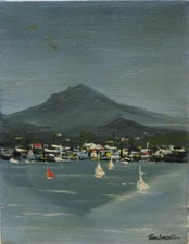 Rare Vintage Toru Iwasaki Acrylic Seascape