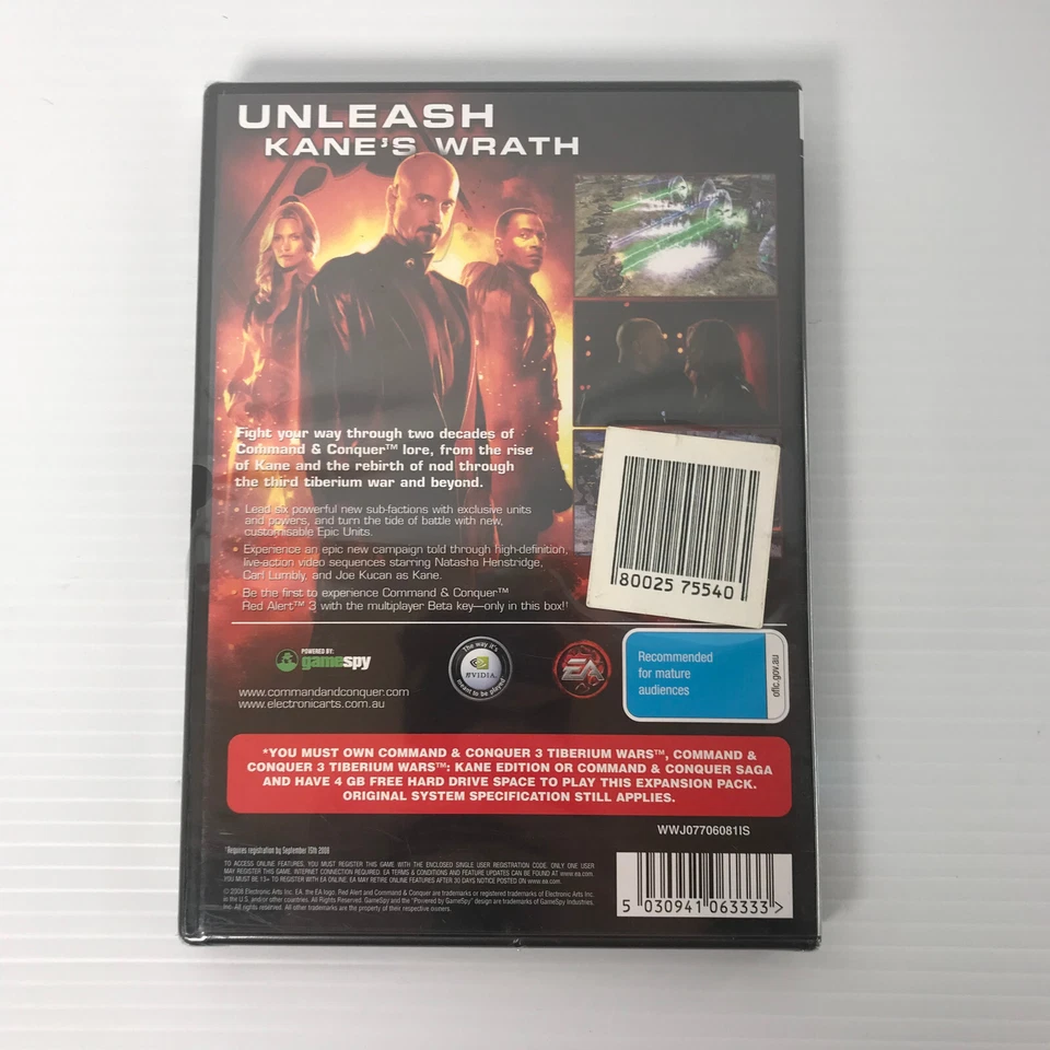 BRAND NEW SEALED - Command and Conquer 3 Kane's Wrath Expansion PC DVD RARE - Image 2 of 4