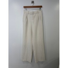 Aritzia Wilfred Women Beige Effortless Wide Leg Pleated Trousers Size 8