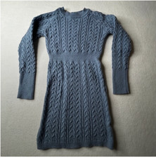 Shein Women's Mini 5 Small Cable Knit Sweater Casual Bodycon Dress Blue Gray