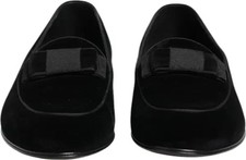 Dolce & Gabbana Men Black Velvet Cotton Slip-On Loafers Shoes US 9.5