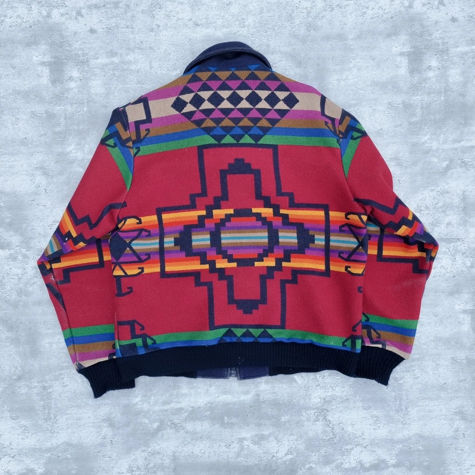 Vintage 80s Pendleton High Grade Western Aztec Wool Jacket Mens Large Made In US - Image 2 of 4