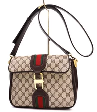 Gucci Vintage Bag Sherry Shoulder Bag Crossbody Purse GG Supreme Brown Authentic