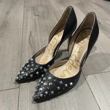 Sam Edelman Sz 8.5 Hadlee D'Orsay Spiked Pumps Studded Dancer Black Leather