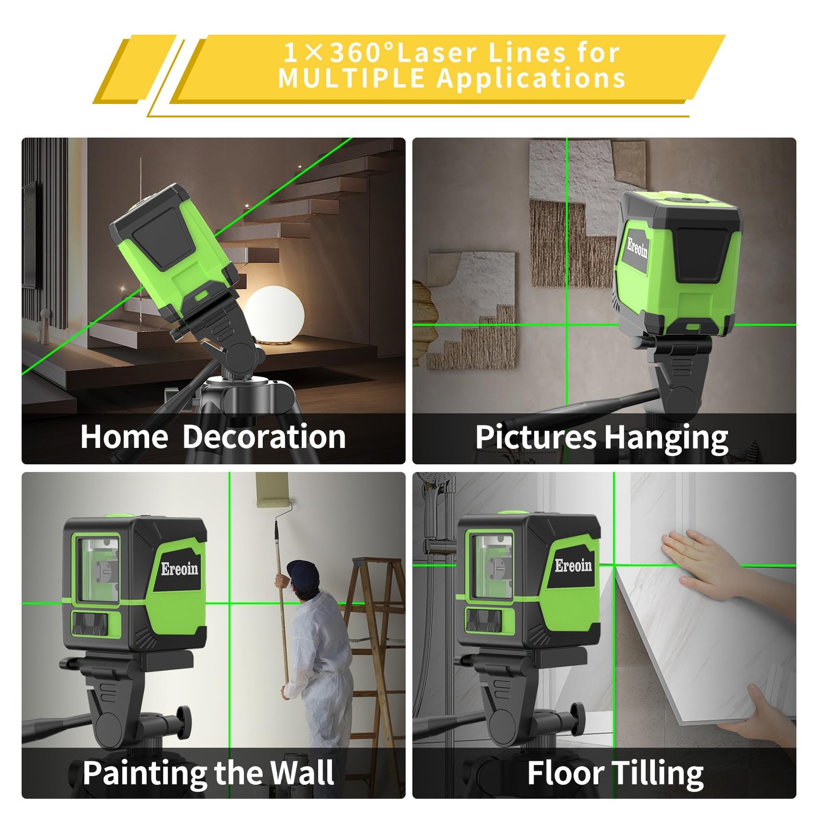 Laser Level with Tripod, 100Ft/30m Self Leveling Green Cross Line Self Level ...