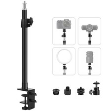 Camera Desk Mount Stand 15.5-21.5 Inch Adjustable C Clamp Aluminum Light DSLR