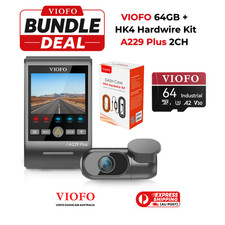 VIOFO A229 Plus 2CH Dash Cam STARVIS 2 GPS WiFi HK4 Kit 64GB Bundle