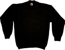 Vintage NOS 90  s Medium Fruit Of the Loom Black Blank Raglan Sweatshirt. USA