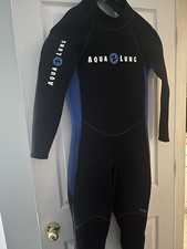 Men  s Aqua Lung 5/3mm Scuba Diving Wetsuit Size SM Black Blue