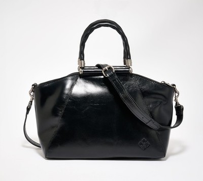 Patricia Nash Leather Holland Top Handle Satchel Black New