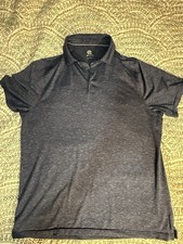 Champion Men's Polo Shirt Dark Gray L Short Sleeve Button Collared Solid