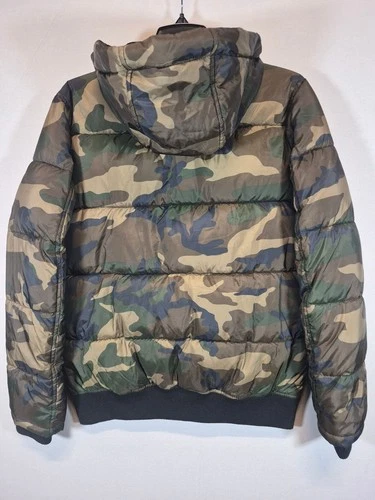 Levi's Camo Puffer Jacket XS Green Woodland Camouflage Hooded Winter Coat image 8