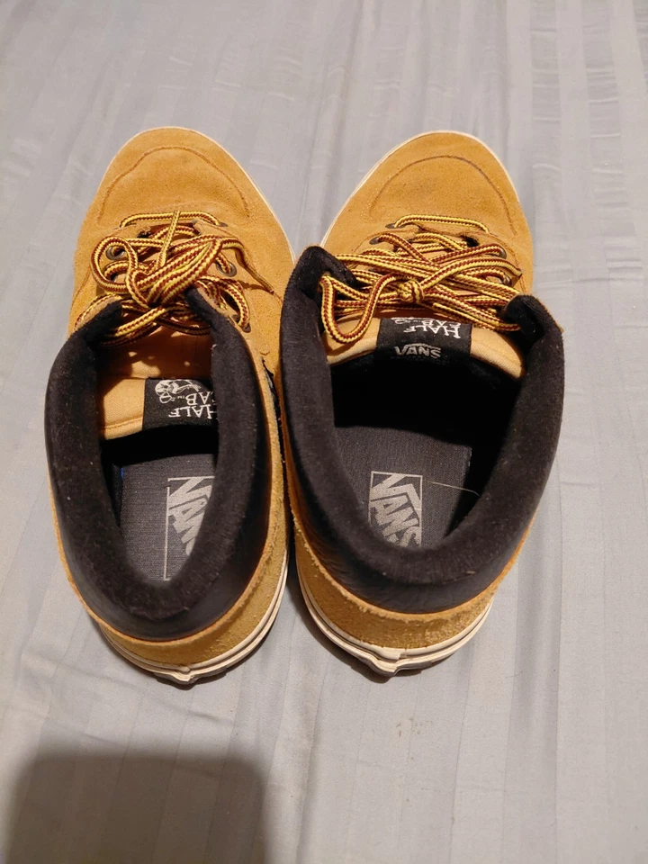 VANS Half Cab Pro Mustard Yellow PopCush Durable Suede Canvas Shoes Men's Size10 - Image 3 of 4