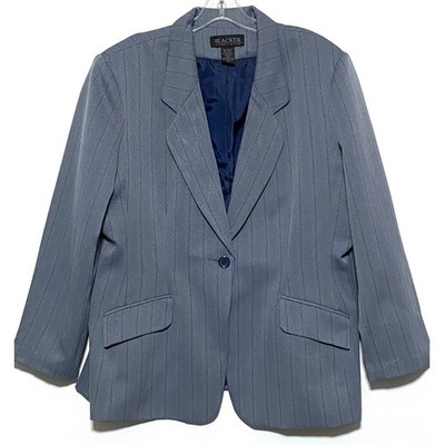 Stanley Blacker One Button Herringbone Suit Jacket Blazer Womens 18 Professional