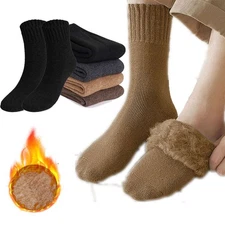 (4 Pairs) Warm Fleece Lined Thermal Socks for Men  Winter Thick Wool Boot Socks