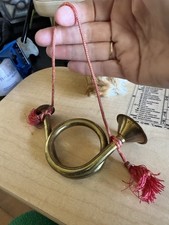 Vintage Brass French Horn Ornament Wall Hanging Musician Gift 5 Tassels