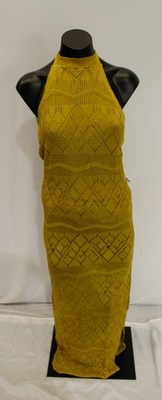 Haute Monde Women's Enchanted Garden Crochet Dress CN6 Yellow Large NWT