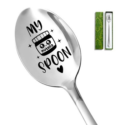 1 PCS Funny My Nutella Spoon Engraved Stainless Steel Dessert Stirring Spoon