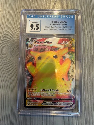 2021 POKEMON Pikachu VMAX Black STAR Promos - SWSH062 Celebrations CGC 9.5 Blue