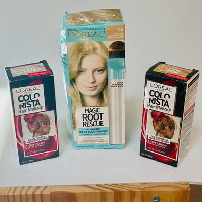 Lot 2 LOREAL Colorista Hair Makeup 1-DAY COLOR HOT PINK 300 + Magic Root Rescue
