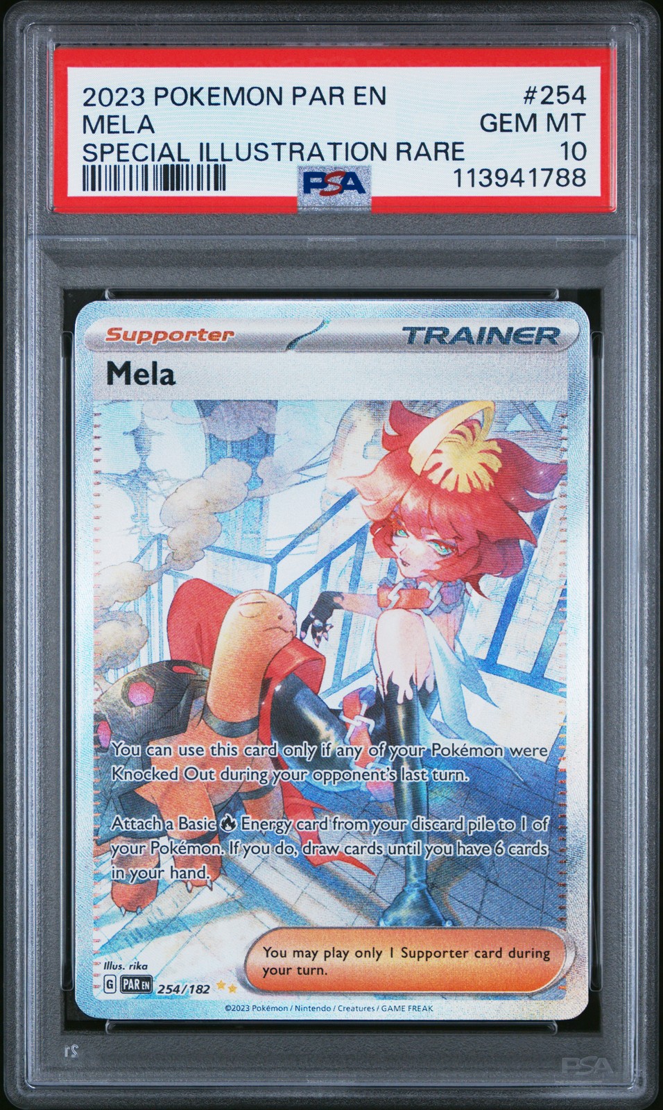 2023 POKEMON PAR EN-PARADOX RIFT SPECIAL ILLUSTRATION RARE #254 MELA PSA 10