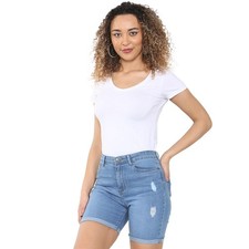 Enzo Womens Shorts Denim Ripped Cotton Stretch Ladies Summer Beach Hot Pants UK
