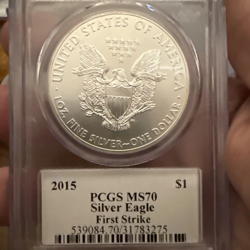 2015 American SILVER EAGLE  *FIRST STRIKE* JOHN MERCANTI -PCGS MS70