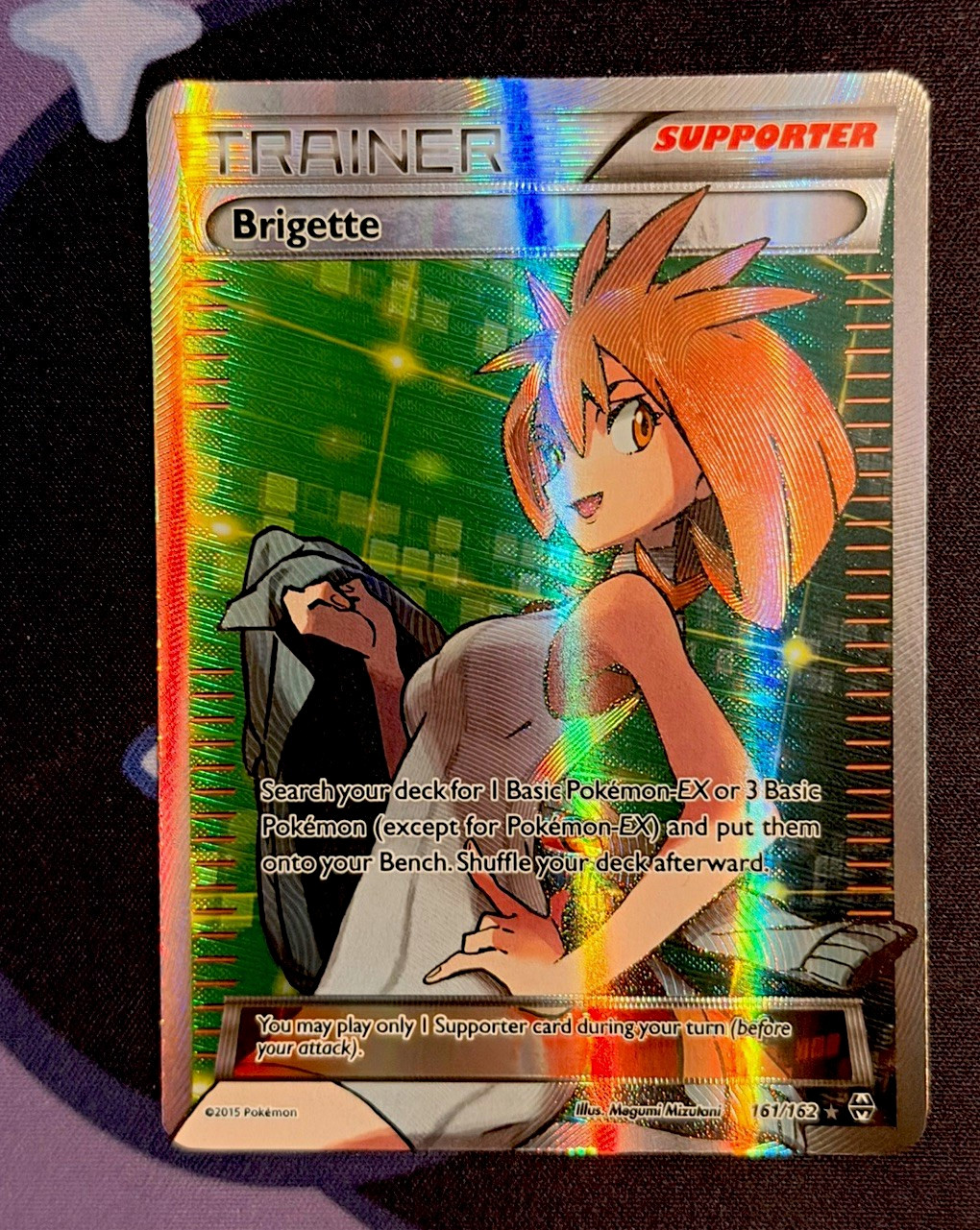 Pokemon TCG Brigette 161/162 Breakthrough Full Art Holo Ultra Rare Trainer