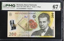 Romania 200 Leu 2018 P 122 i Polymer Superb Gem UNC PMG 67 EPQ