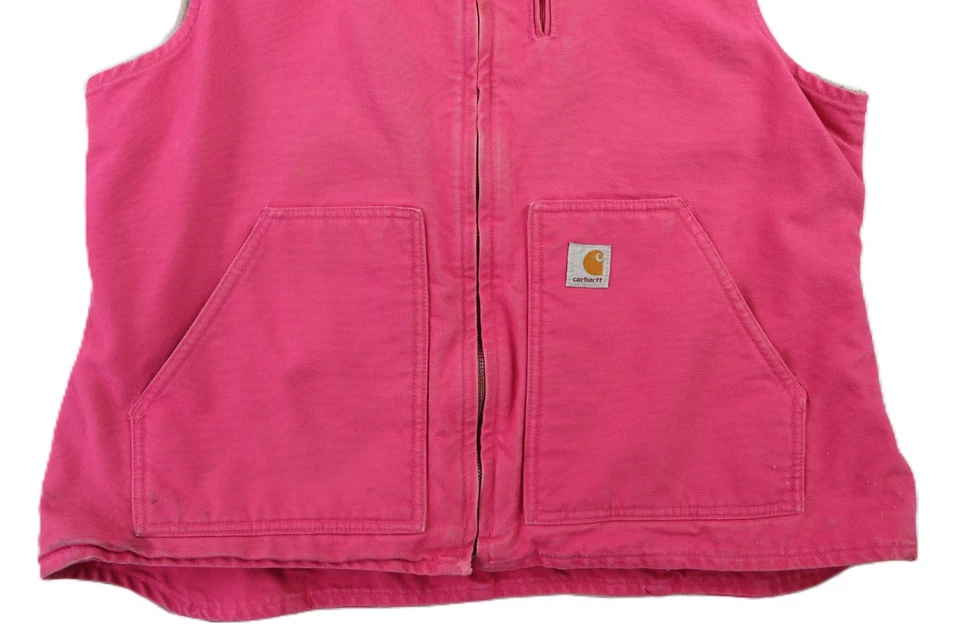Chaleco CARHARTT WV001 Para Mujer XL Rosa Pato Sherpa Forrado Calce Suelto Foto 2 de 4