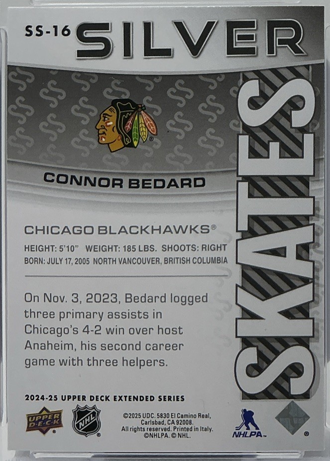 Connor Bedard PSA 10- 2024 Upper Deck ‘Silver Skates’ -Blackhawks Engine Room view 8