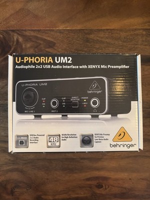 Behringer U-Phoria UM2 USB Audio Interface Mic Preamplifier Audiophile 2x2