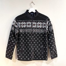 Polo Ralph Lauren Kids Jacket Medium 10-12 Fair Isle Fleece Zip Up Black